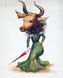 Lichaam van een vrouw met het hoofd van een stier
