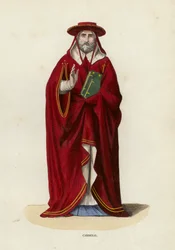 Kardinaal (gekleurde gravure)