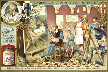 Correggio voltooit zijn schilderij van de Geboorte voor zijn verbaasde studenten