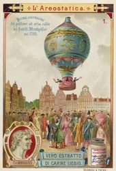 Eerste ongebonden vlucht van de heteluchtballon van de gebroeders Montgolfier, 1783