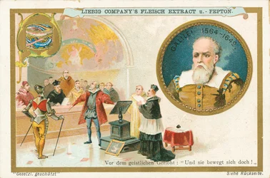 Galileo, Liebig-kaart, begin 20e eeuw (chromo)