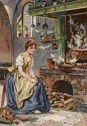 Verhalen van Grimm: Assepoester (chromolitho)