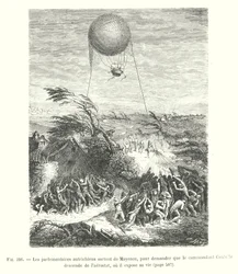 De Oostenrijkse parlementariërs verlaten Mainz om te vragen dat commandant Coutella uit de luchtballon stapt, waar hij zijn leven riskeert