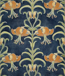 Leliedesign voor behang of textiel, 1896