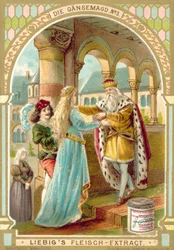 Scène uit het sprookje De Ganzenhoedster van de Gebroeders Grimm