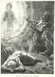De engel verschijnt aan de herders (gravure)