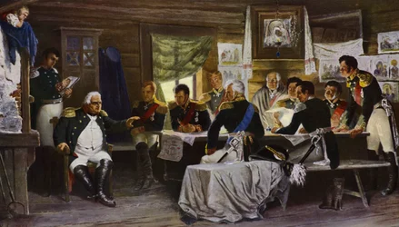 De militaire raad van Phily (kleurenlitho)