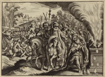 Het vuur van God verbrandt het offer van Elia in plaats van dat van Baäl