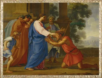 Christus geneest de blindgeboren man (schilderij op hout)