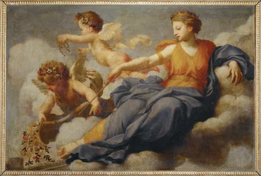Juno werpt haar gunsten af over Carthago (schilderij op doek)