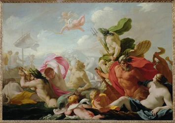 De zeegoden eren Amor, god van de liefde (schilderij op doek)