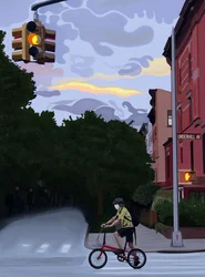 Fietser op Underhill Avenue, Brooklyn (digitale kunst)