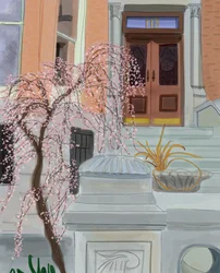 Bloeiende kersenboom, Brooklyn, 2017 (met de hand getekend op een iPad met een Apple-potlood)