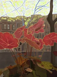 Koraalklokken in vensterbak (digitale kunst)