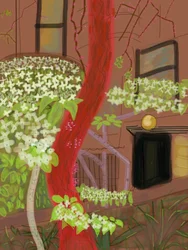 Bloeiende kornoeljebomen, 2015 (met de hand getekend op een iPad met een Apple-potlood)