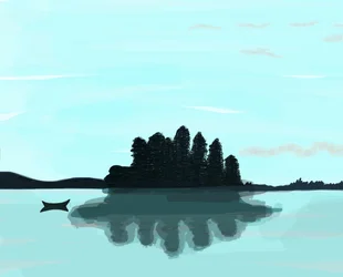 Lake In Maine, 2015 (met de hand getekend op een iPad met een Apple potlood)