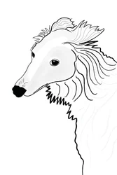 Lijntekening van Silken Windhound (digitale kunst)