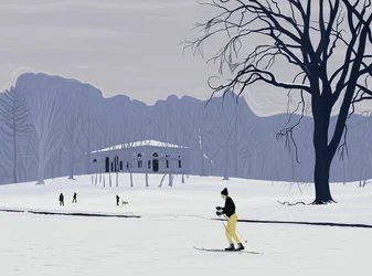 Skiër, Prospect Park , Brooklyn (digitale kunst)