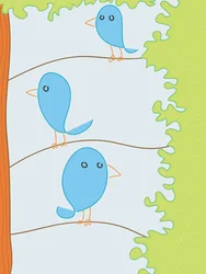 Three Bluebirds On Branch, 2015 (met de hand getekend op een iPad met een Apple potlood)