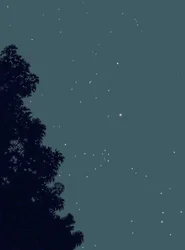 Boom en sterren bij nacht, 2025 (digitale kunst)