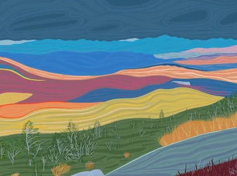 Uitzicht op de Catskill bergen in de herfst (digitale kunst)
