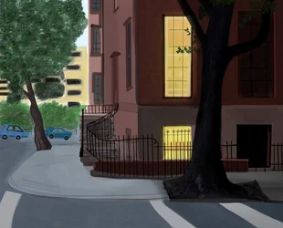 Willow and Middagh Street, 2016 (met de hand getekend op een iPad met een Apple-potlood)