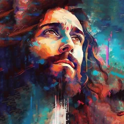 Mooi gezicht van Jezus Christus, abstract portret