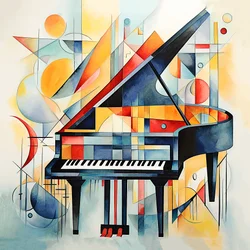 Kandinsky abstracte stijl, Abstracte pianotoetsen, hal & woonkamer muurdecoratie
