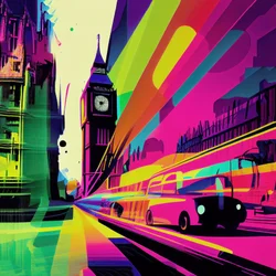 Londen kleurrijke surrealistische cartoon, abstractie