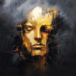 Portret van een man op een zwarte abstracte achtergrond, fijne kunstafdrukken online