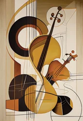 Muziek abstract, een viool olieverfschilderij, muurkunstafdrukken, slaapkamerdecor