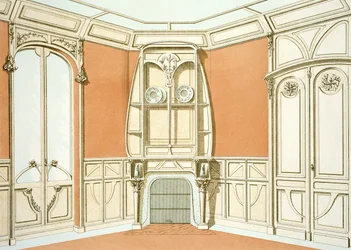 Interieurontwerp voor een eetkamer, illustratie uit Menuiserie d