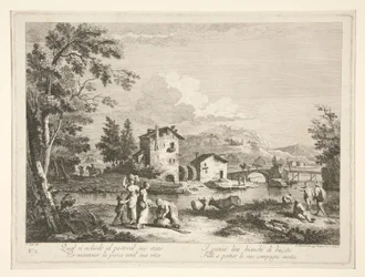 Landschap met ruïnes, uit een serie van 4