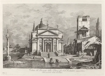 Gezicht op de voorgevel van de kerk van de Allerheiligste Verlosser