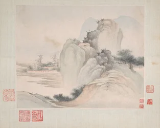 Landschappen geschilderd voor Yuweng, gedateerd 1673