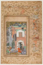 Babur Vermaakt in het Paleis van Sultan Ibrahim Lodi uit een Baburnama