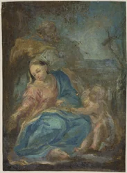 Rust tijdens de vlucht naar Egypte (recto); Madonna van de Rozenkrans (verso)