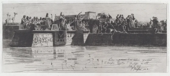 Bovenste Deel van een Schilderij dat het Egyptische Offer van een Maagd aan de Nijl Voorstelt