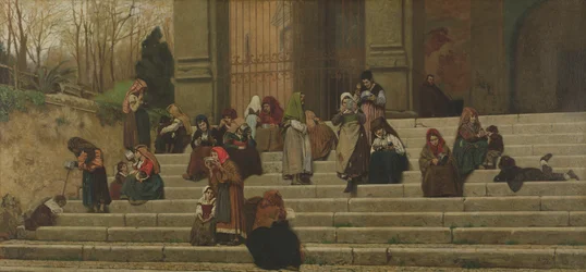 De armen op de trappen van het Klooster van Ara Coeli in Rome, 1872