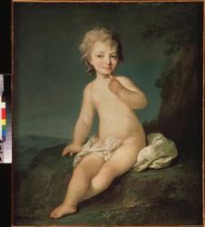 Klein naakt meisje. Schilderij van Fjodor Stepanovitsj Rokotov (1735-1808), olieverf op doek, circa 1780. Russische kunst