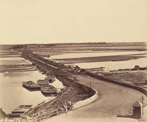 Brug van boten over de Jumna, genomen vanaf Lulim Ghur