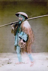 Coolie in winterkleding, Japan, 1882