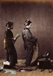 Japanse Vrouwen die zich Kleden, ca. 1870-1880