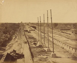 Top van de Muur van Antin Gate ingenomen door Britse en Franse troepen, 21 oktober 1860