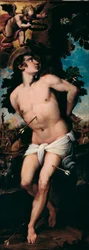 Het martelaarschap van Sint Sebastiaan Schilderij door Felice Riccio genaamd Brusasorzi (1539-1605) 16e eeuw Privécollectie
