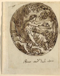 Bacchus, ontwerp voor gewelfd plafond, Sala dei Legislatori, Palazzo Conti-Sinibaldi, Faenza
