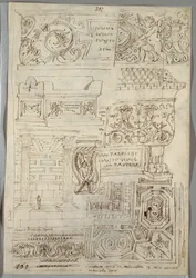 Decoratieve Studie; Verso: Twee Hoofdstudies