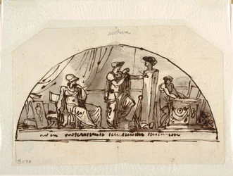 Ontwerp voor een lunet met allegorie van beeldhouwkunst