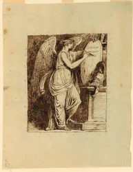 Tekening, Een gevleugelde overwinning met de datum 1805 op een schild, 1805
