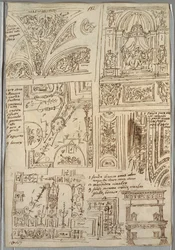 Vijf Studies van Plafond met Grotesken; Madonna
